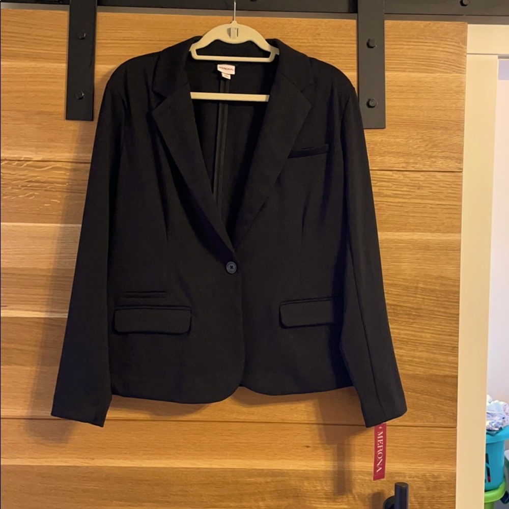 NWT! Merona Black Ponte Knit Blazer